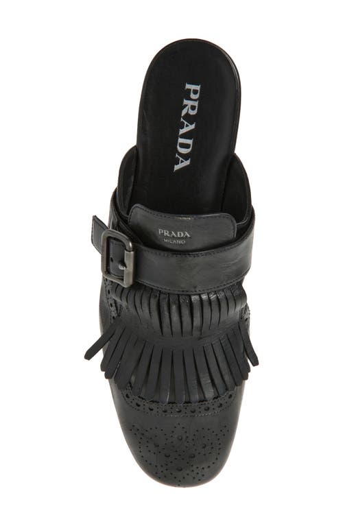 Prada Shuffle Kiltie Loafer Mule In Nero
