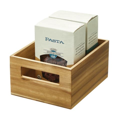Acacia Wood Pantry Storage Bin with Handles