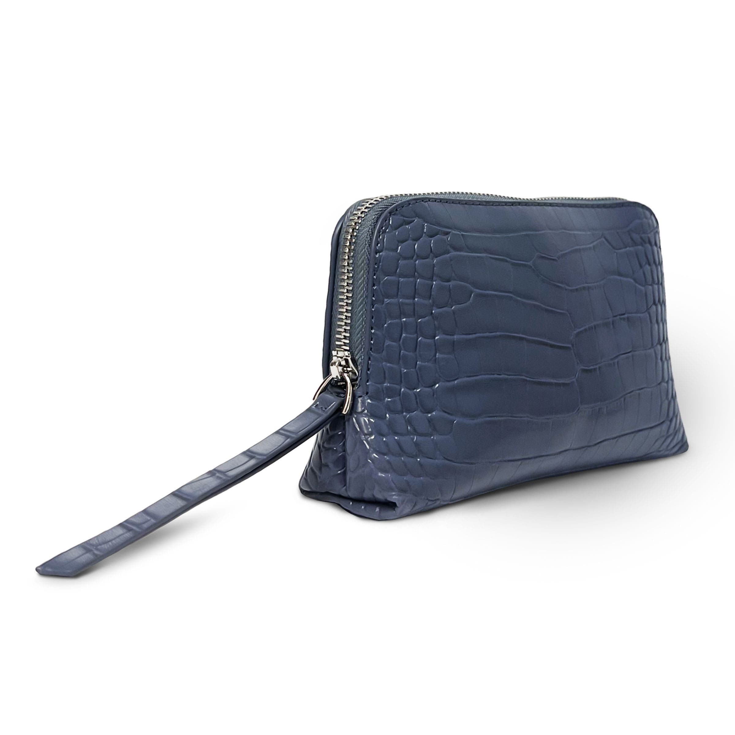 Muse Mini Croc Cosmetic Clutch, Alternate, color, Grey