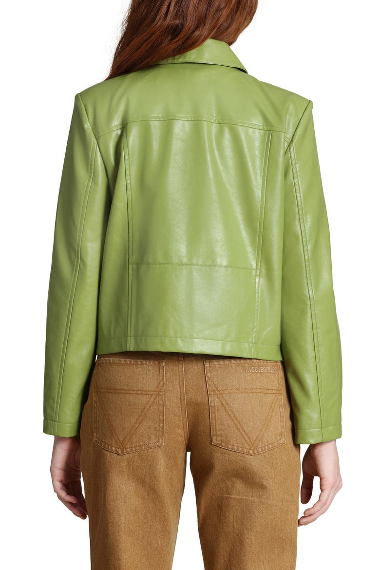 Faux Leather Jacket, Alternate, color, GREEN