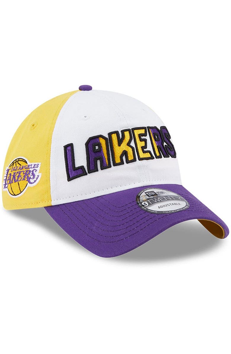 New Era Men's New Era  White/Purple Los Angeles Lakers Back Half 9TWENTY Adjustable Hat, Main, color, 
