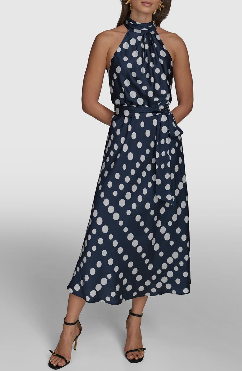Donna Karan New York Polka Dot Midi Dress, Main, color, 