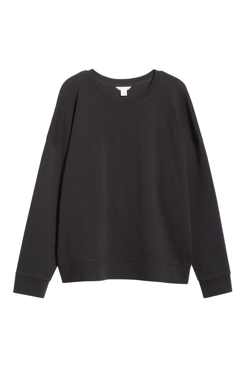 Stretch Cotton Rib Sweatshirt, Alternate, color, BLACK