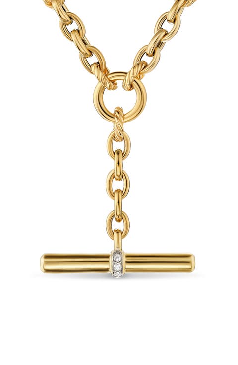 Mercer® Petite Toggle Necklace in 18K Yellow Gold with Diamonds