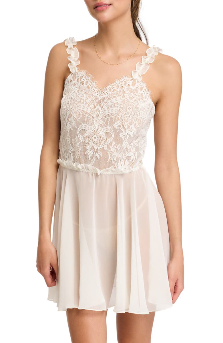 Rya Collection Giselle Lace & Chiffon Chemise, Main, color, 
