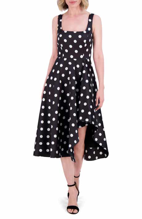Eliza J Polka Dot Asymmetric Hem Cocktail Dress