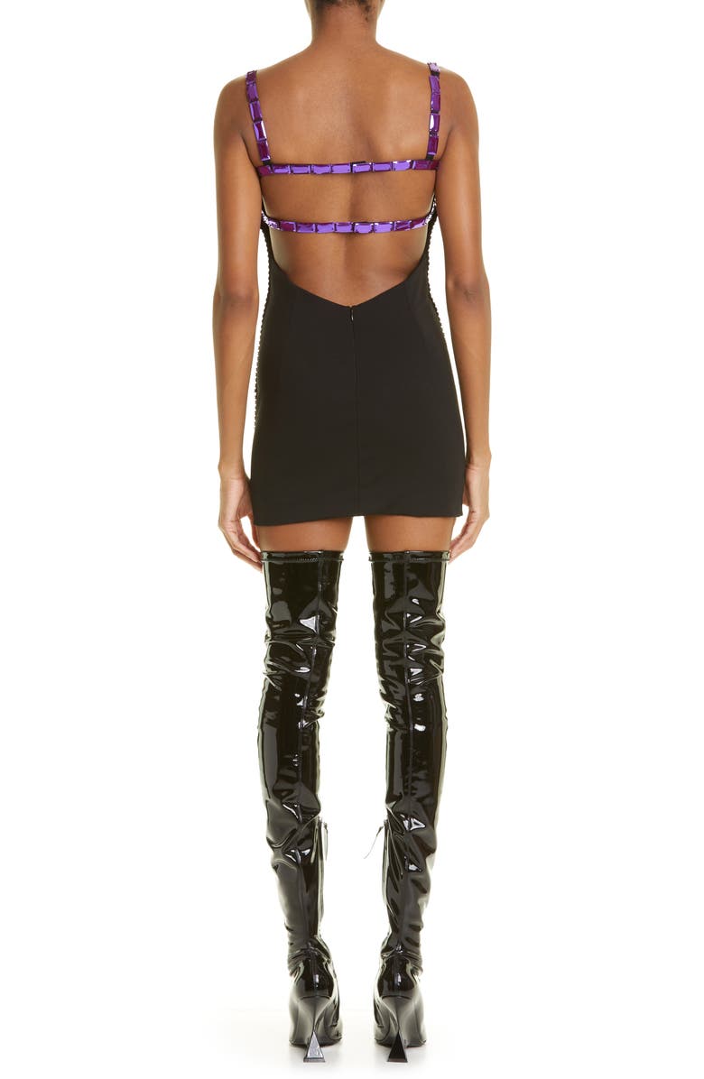 The Attico Rue Embellished Square Neck Minidress, Alternate, color, 