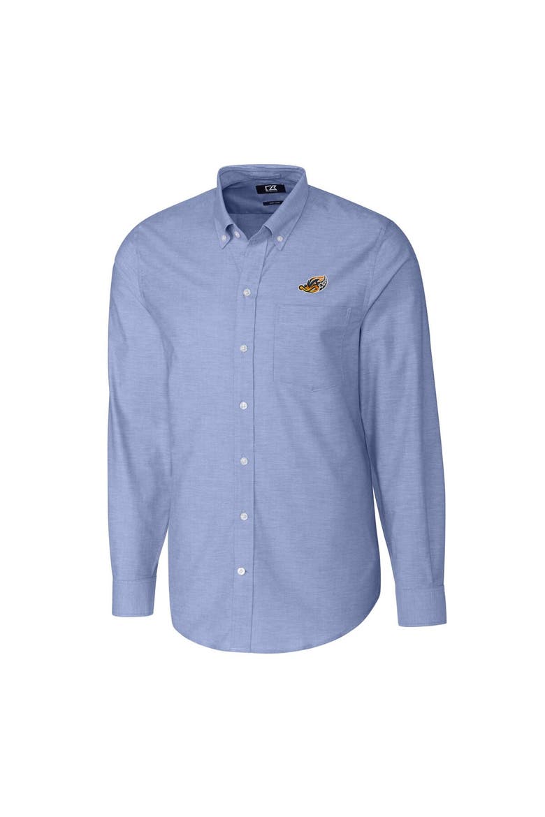 Men's Cutter & Buck Blue Akron RubberDucks Oxford Stretch Long Sleeve Button-Down Dress Shirt, Alternate, color, Blue