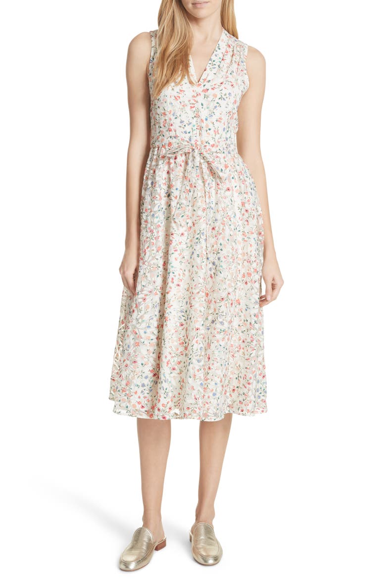 mini bloom burnout midi dress, Main, color, CREAM