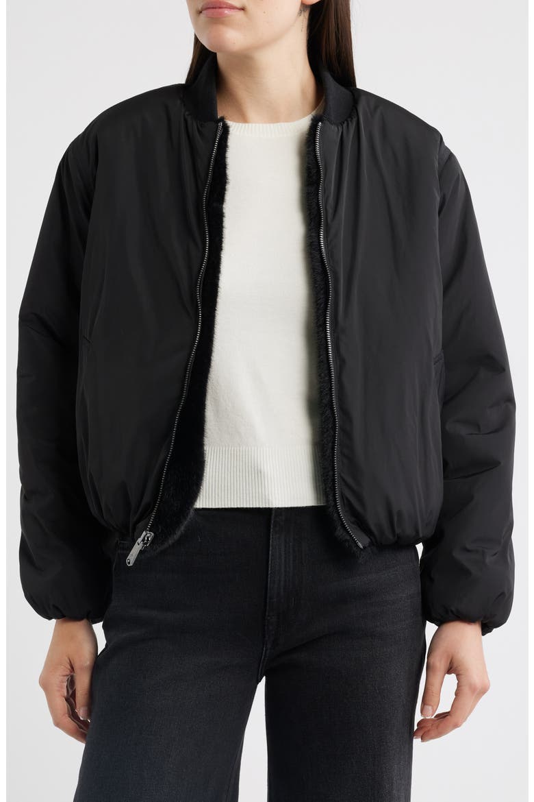Reversible Bomber Jacket, Alternate, color, BLACK