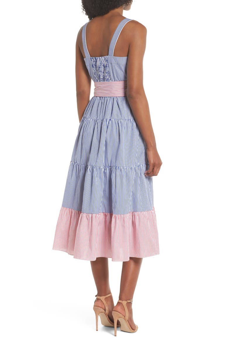 Sleeveless Tiered Sundress, Alternate, color, BLUE/ RED