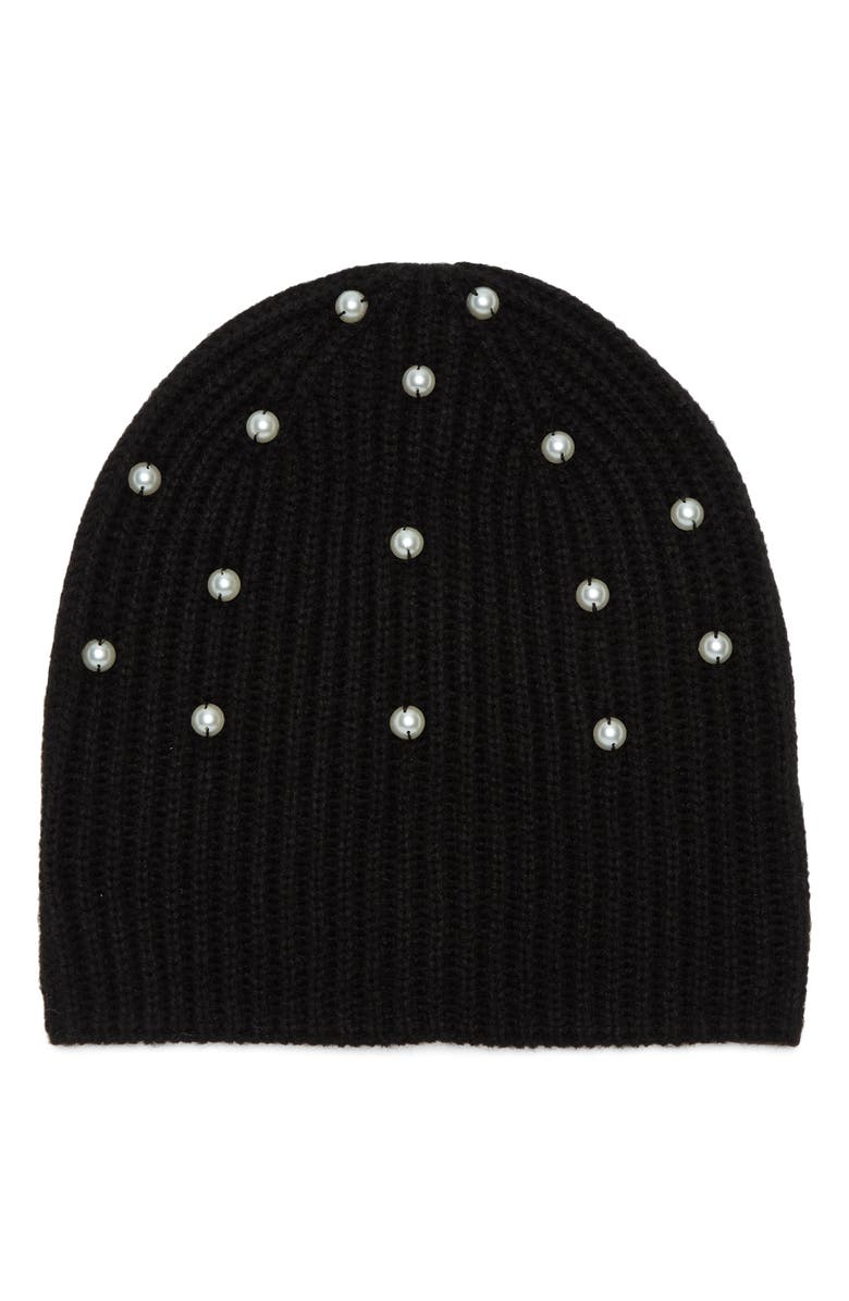 Kate Spade New York pearl embellished knit beanie, Main, color, 