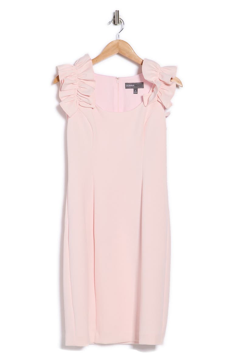 Donna Ricco Ruffle Shoulder Sheath Dress, Alternate, color, PETAL