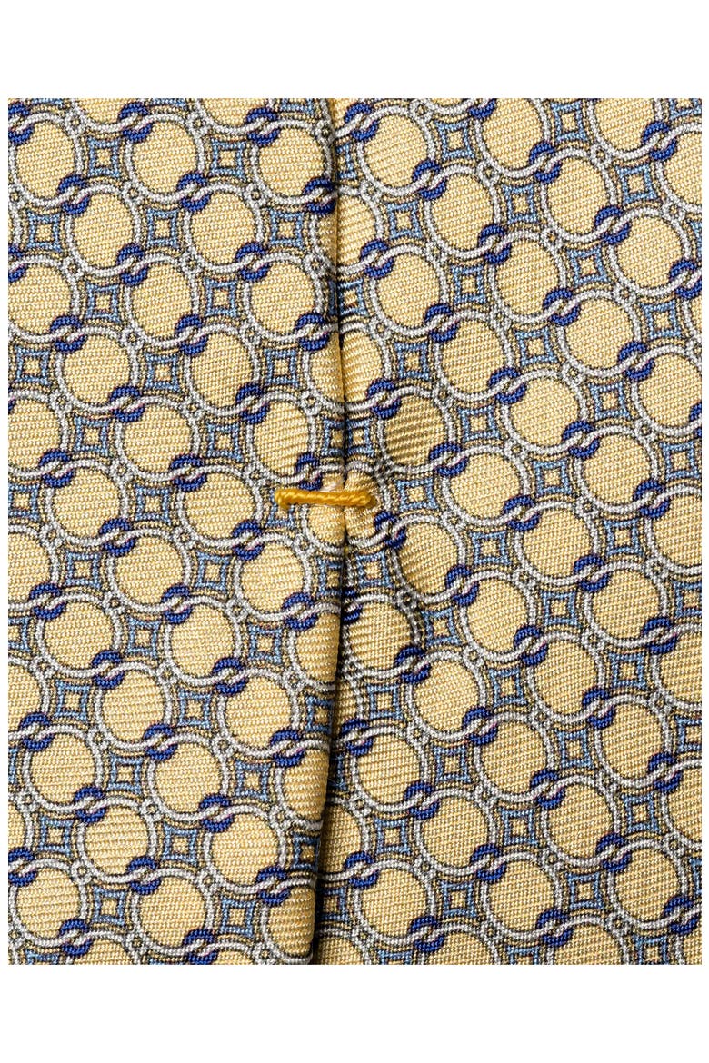 Interlock Print Silk Tie, Alternate, color, LIGHT YELLOW