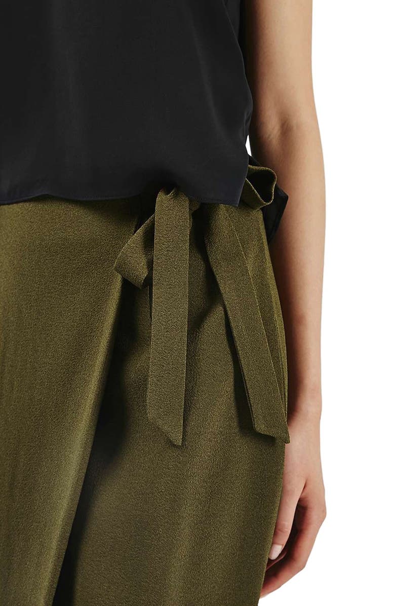 Topshop Wrap Tie Midi Skirt, Alternate, color,