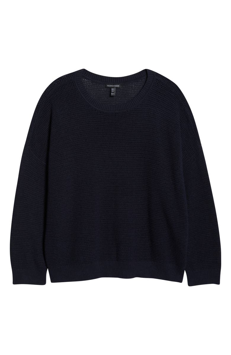 Eileen Fisher Waffle Knit Sweater, Alternate, color, Ink