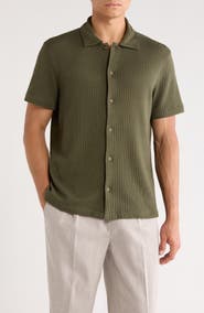 Vince Cotton Blend Pointelle Button-Up Shirt