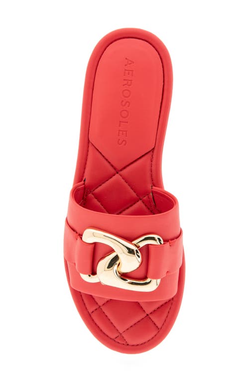 Shop Aerosoles Big Charm Link Slide Sandal In Coral Faux Leather
