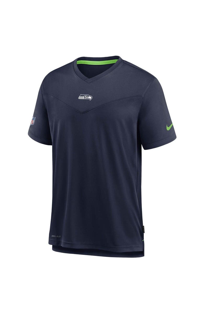 Nike Men's Nike College Navy Seattle Seahawks Sideline Coaches Performance V-Neck T-Shirt, Alternate, color, 