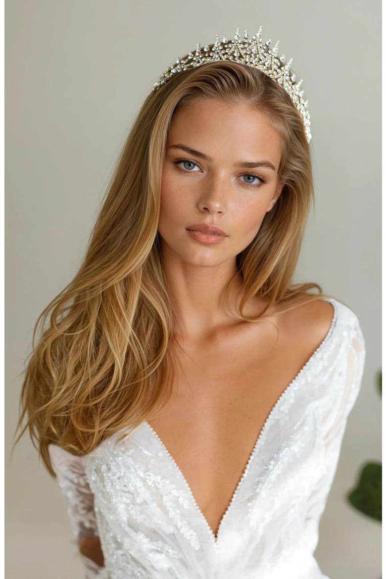 Matea Crystal Crown (Nordstrom Exclusive), Alternate, color, GOLD