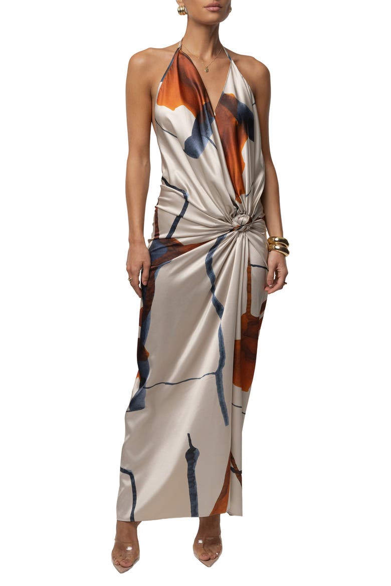 Malibu Satin Midi Dress, Alternate, color, Ivory