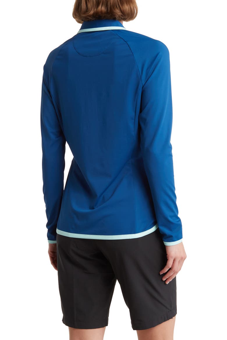 Contrast Tipped Long Sleeve Polo, Alternate, color, BLUEBERRY PANCAKE