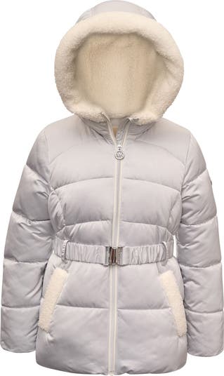 Michael Kors Kids' Stadium Belted Satin Puffer Jacket