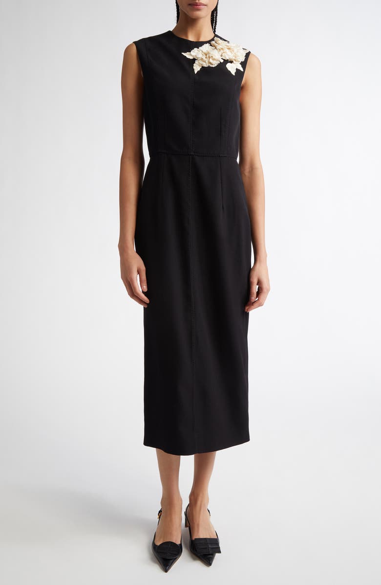 Erdem Embroidered Wool Pencil Cocktail Dress, Main, color, 