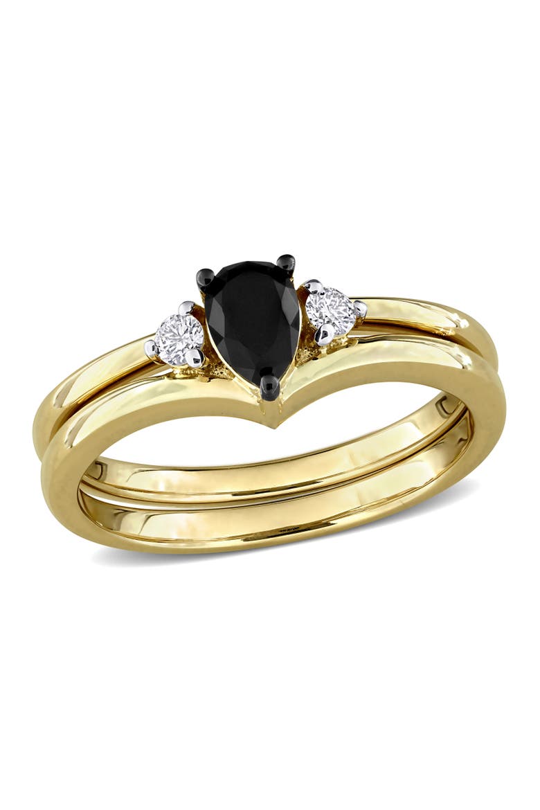 Black & White Diamond Bridal Ring Set 10k, Main, color, Diamond