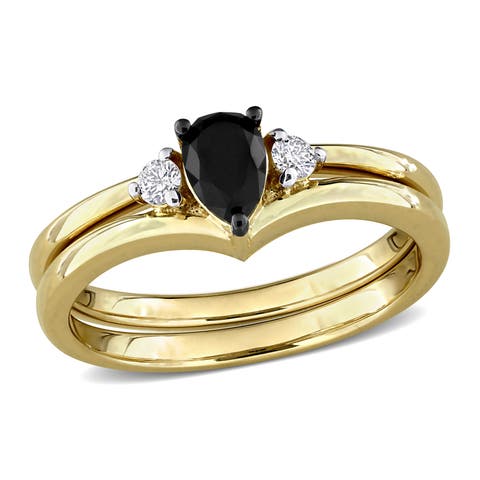 Black & White Diamond Bridal Ring Set 10k