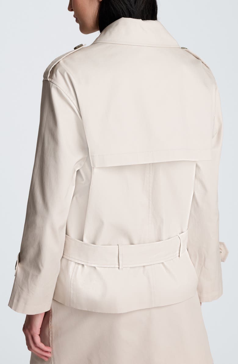 Kenneth Cole Double Breasted Short Trench Coat, Alternate, color, Oxford Stone