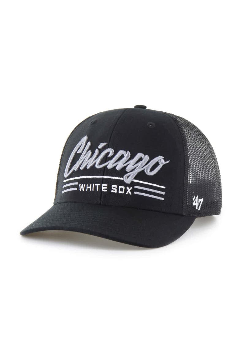 Men's '47 Black Chicago White Sox Garner Trucker Adjustable Hat, Main, color, Black