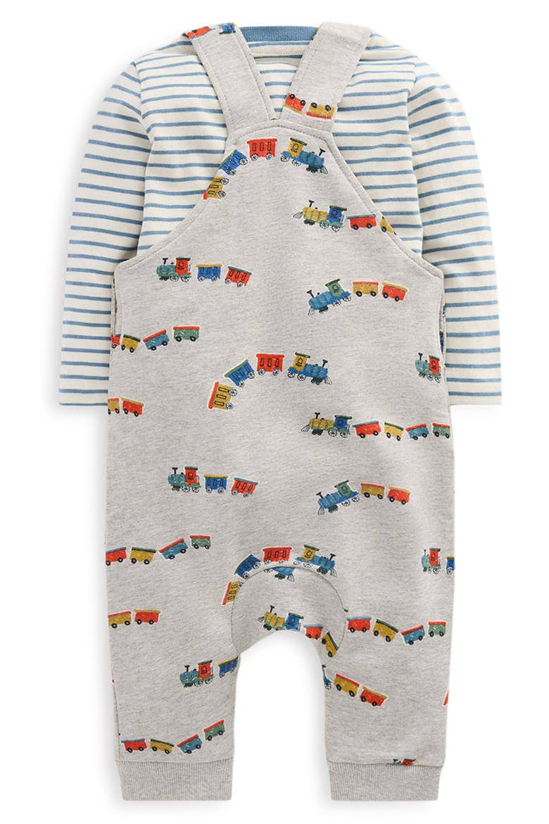 Kids' Jersey Dungaree Set, Alternate, color, GREY MARL TRAINS