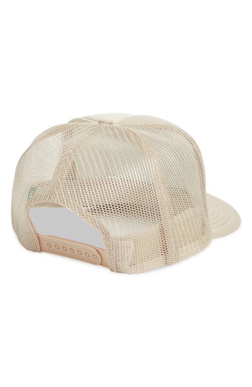 Friday Feelin ' Thrifty Patch Trucker Hat In Tan