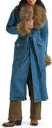 Wrangler Faux Fur Trim Denim Coat