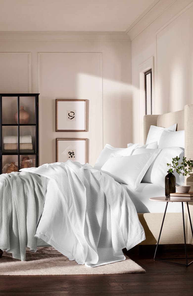 Boll & Branch Waffle Organic Cotton Blanket, Alternate, color, Pewter