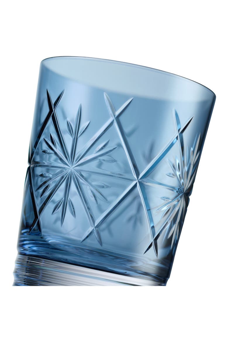 Winter Wonders Icy Blue Snowflake Lead Crystal Double Old Fashioned Glass, Alternate, color, BLUE