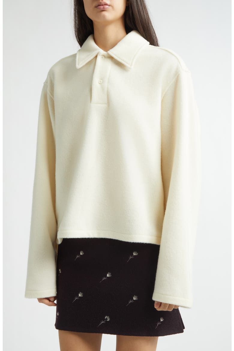 Wool Fleece Polo, Alternate, color, OFF WHITE FLEECE