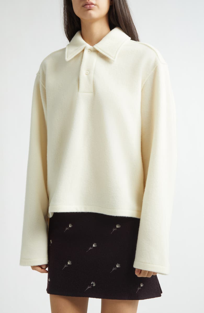 RIER Wool Fleece Polo, Alternate, color, Off White Fleece