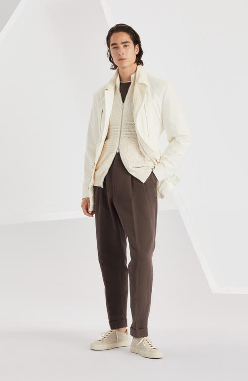 Brunello Cucinelli Gabardine Trousers In Coffee