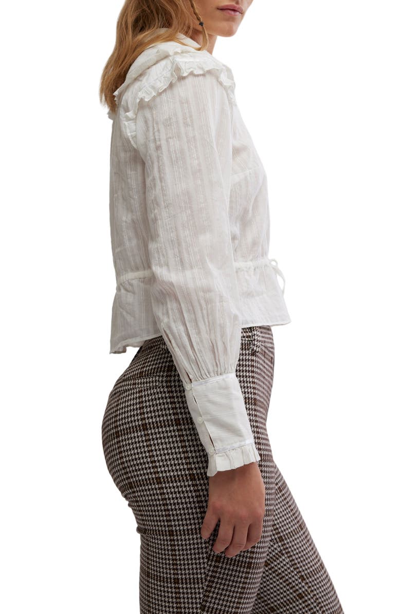 Free People Daybreak Ruffle Cotton Shirt, Alternate, color, Optic White