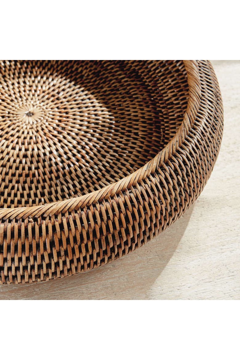 Burma Rattan Shallow Display Bowls Set Of 2, Alternate, color, Brown