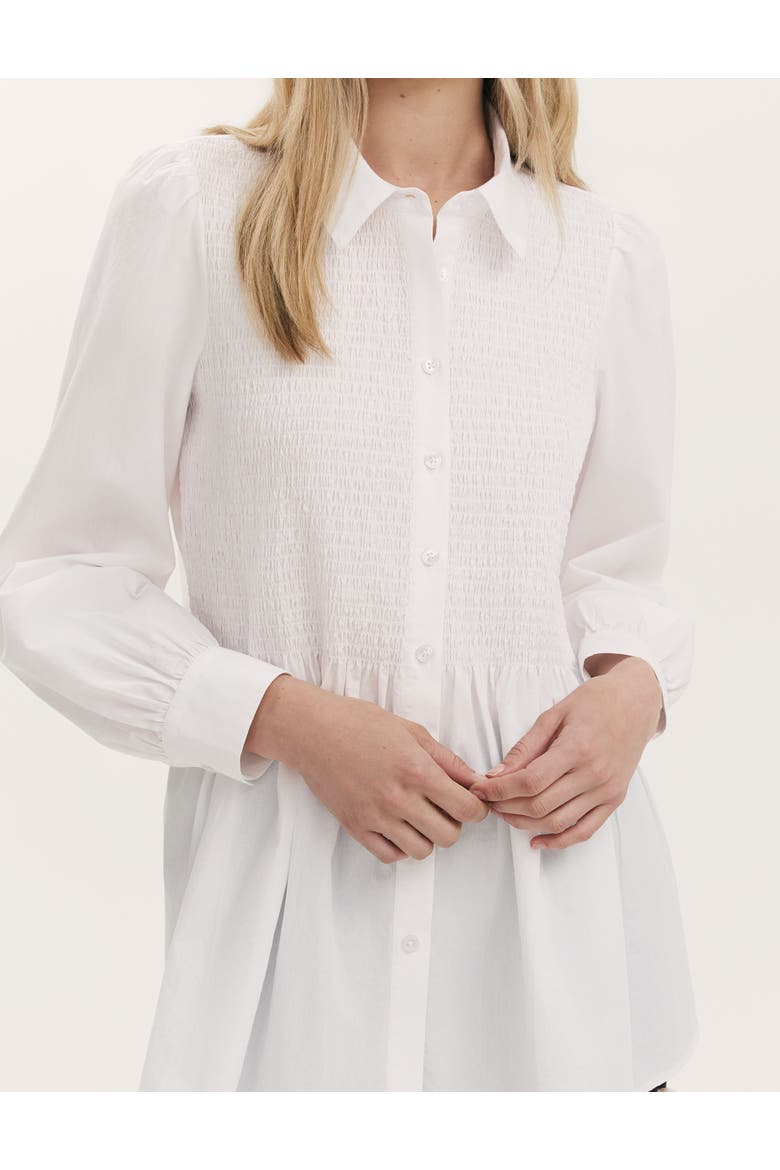 Melissa Shirred Cotton Shirt, Alternate, color, White