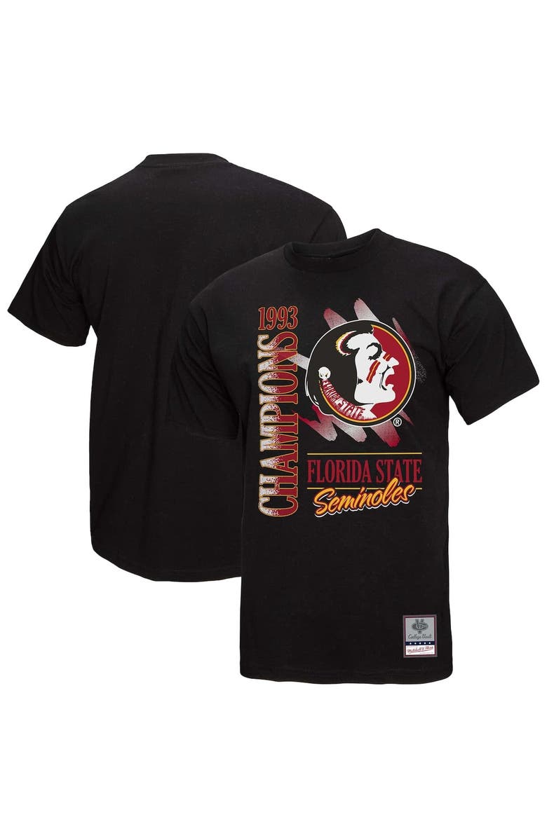 Mitchell & Ness Men's Mitchell & Ness  Black Florida State Seminoles Retro Brush Mineral Wash T-Shirt, Main, color, 