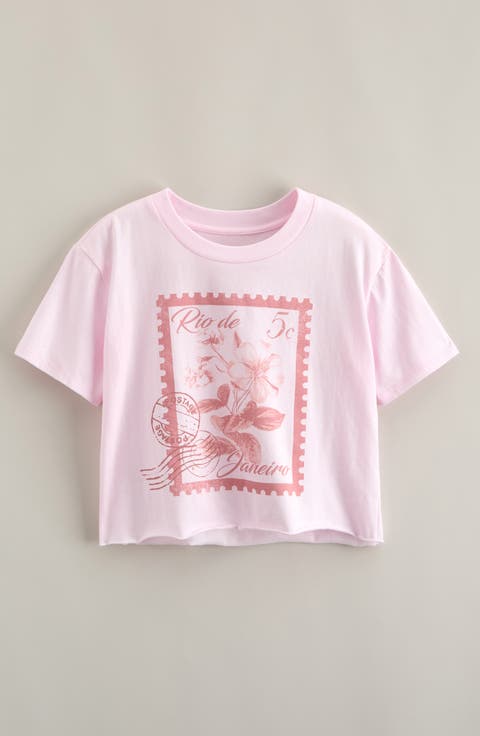 Kids' Crop Cotton Graphic T-Shirt