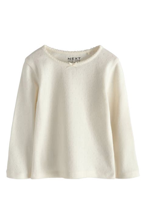 Kids' Long Sleeve Cotton Pointelle Top