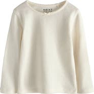 NEXT Kids' Long Sleeve Cotton Pointelle Top