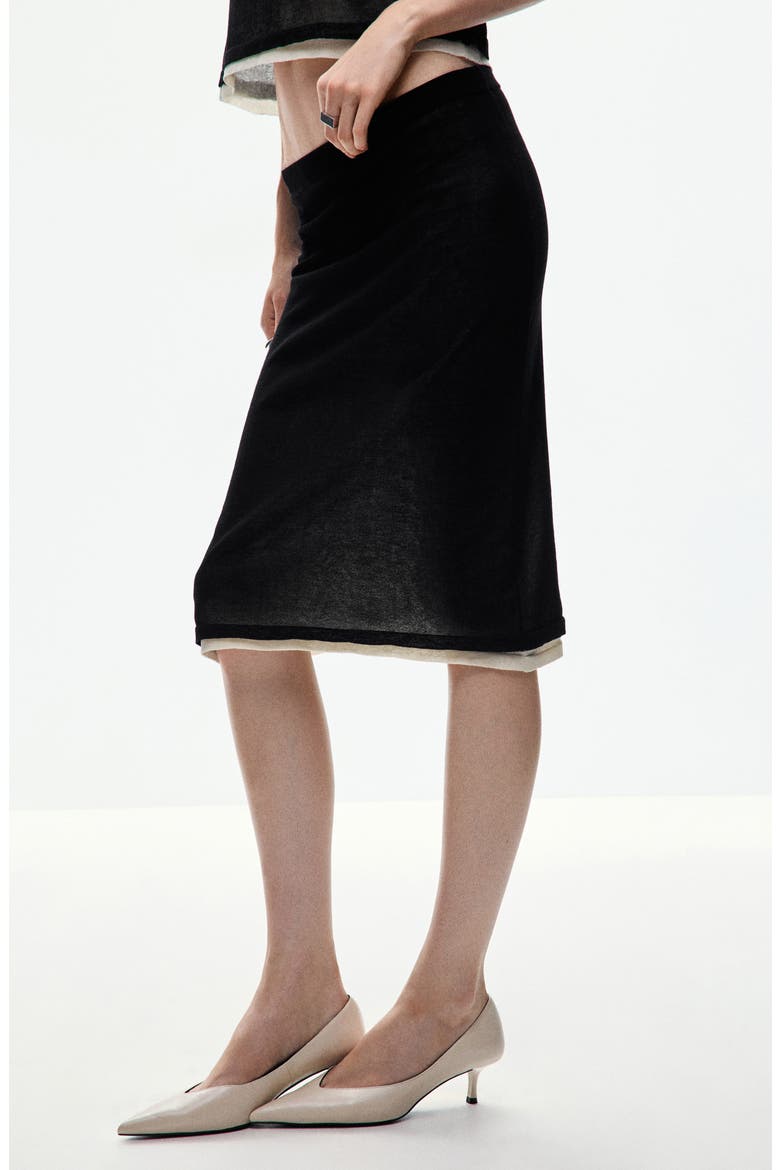 Colorblock Knit Midi Skirt, Main, color, BLACK