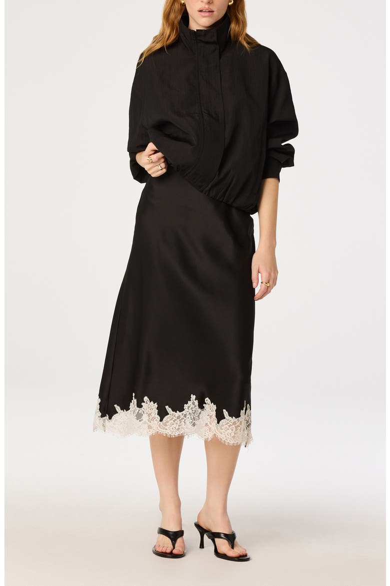 Blossom Lace Trim Midi Skirt, Alternate, color, BLACK