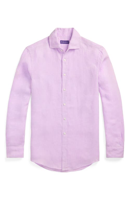 Ralph Lauren Purple Label Basket Weave Linen Button-up Shirt In Lilac Breeze